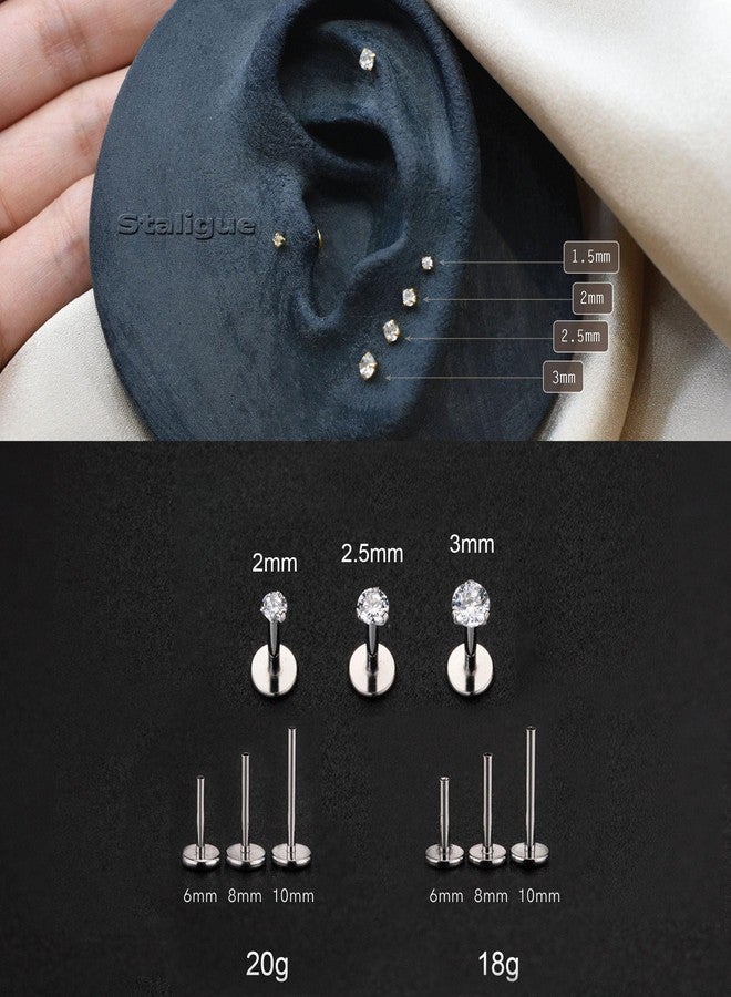 Staligue 20G Threadless Nose Studs,316L Surgical Steel Push in Nose Rings Studs CZ Tragus Conch Helix piercing jewelry Flat Back Earrings Lip Labret Nose Piercing Monroe Medusa Piercing Jewelry - Image 4